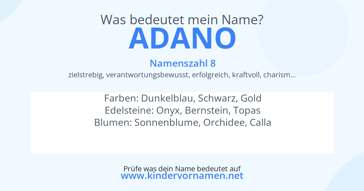 Was bedeutet der Name Adano?