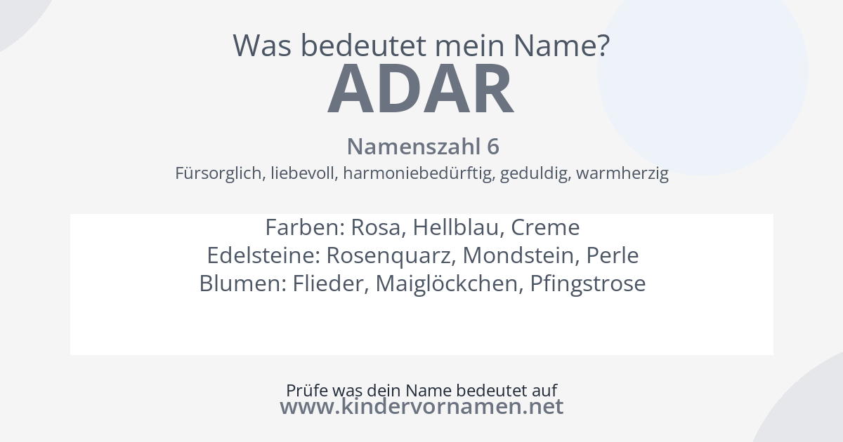 Was bedeutet der Name Adar?