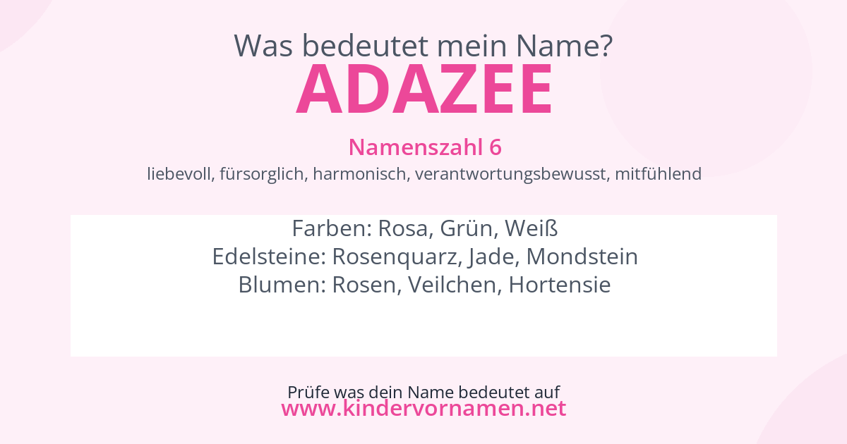 Was bedeutet der Name Adazee?
