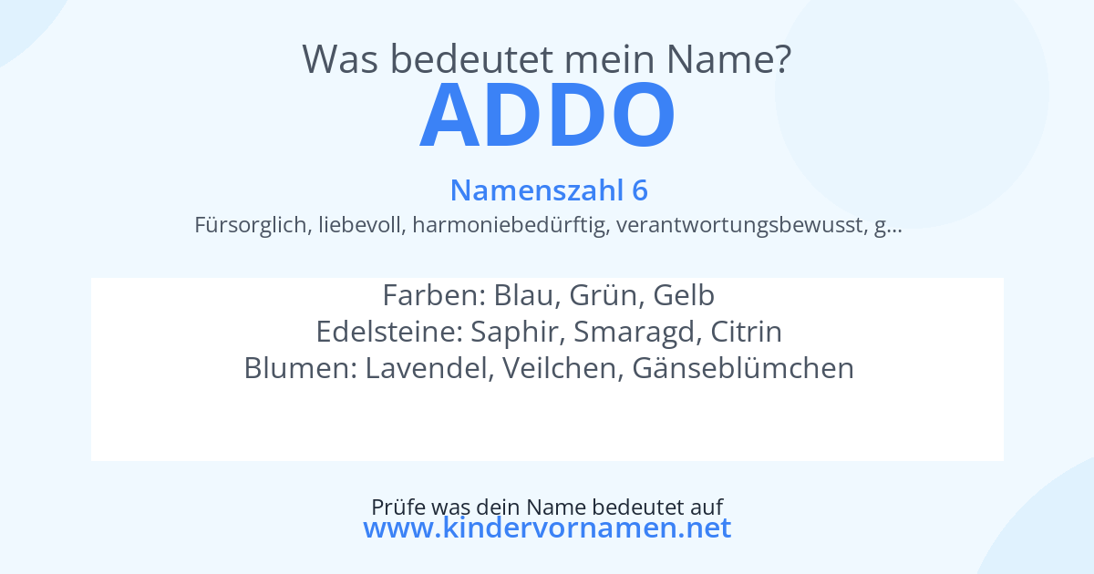 Was bedeutet der Name Addo?