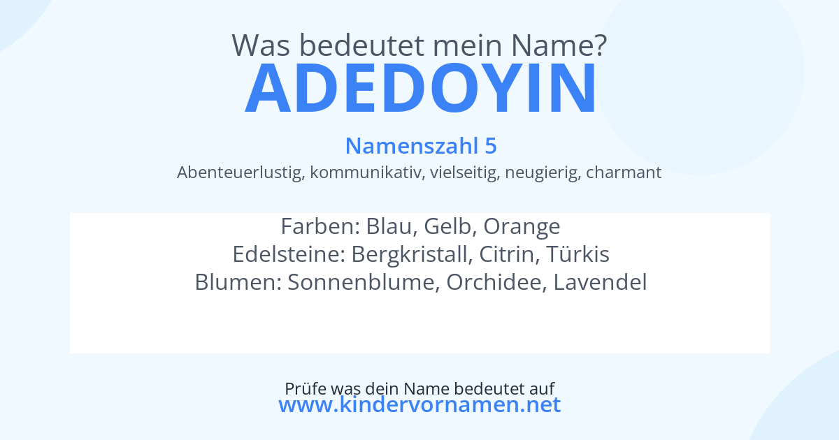 Was bedeutet der Name Adedoyin?