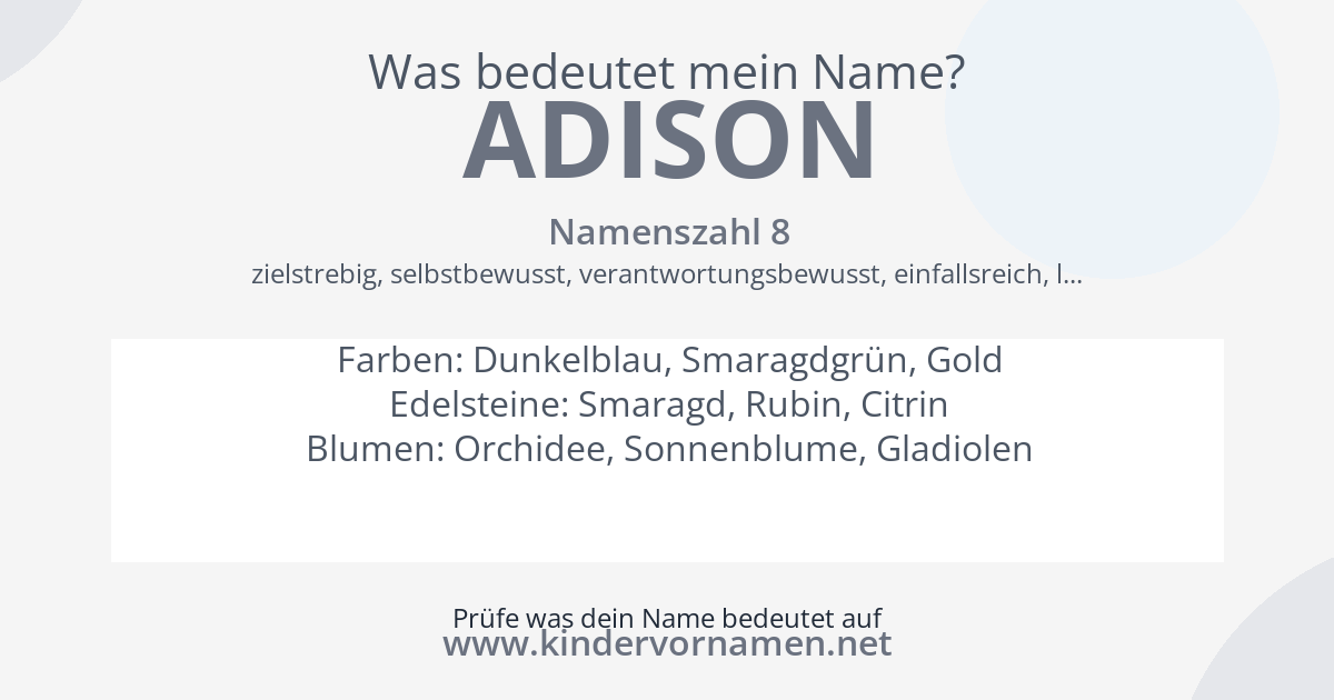 Was bedeutet der Name Adison?