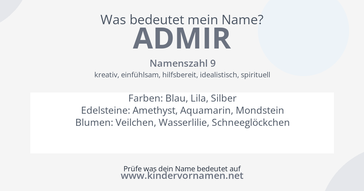 Was bedeutet der Name Admir?