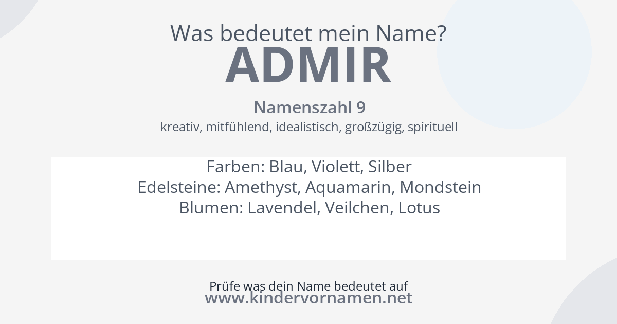 Was bedeutet der Name Admir?