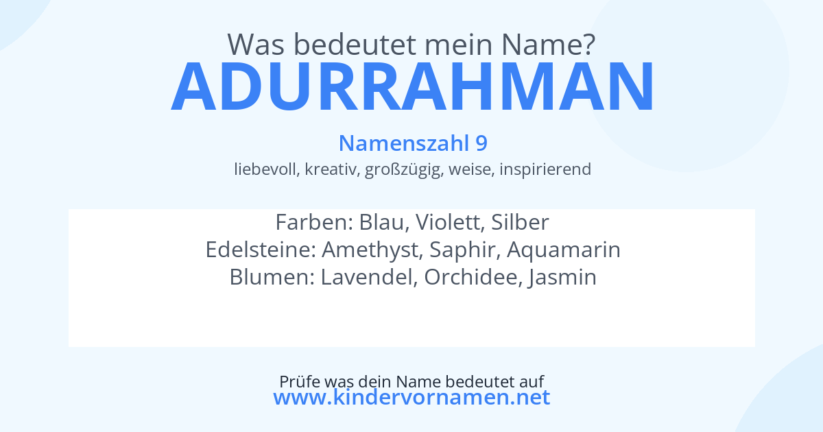 Was bedeutet der Name Adurrahman?