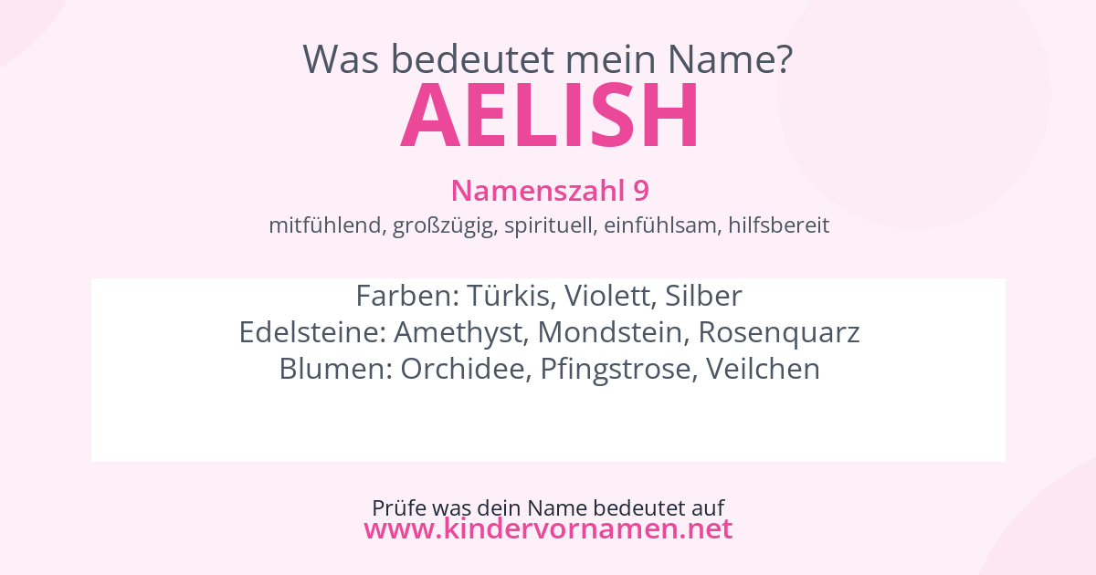 Was bedeutet der Name Aelish?