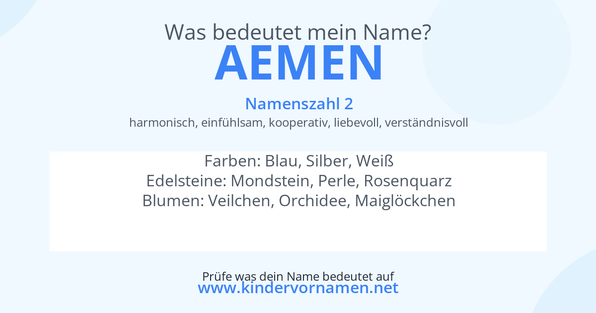 Was bedeutet der Name Aemen?