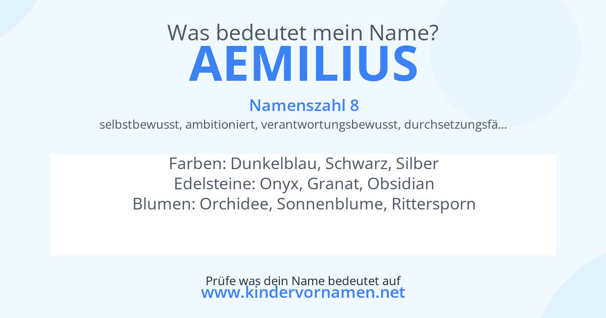 Was bedeutet der Name Aemilius?