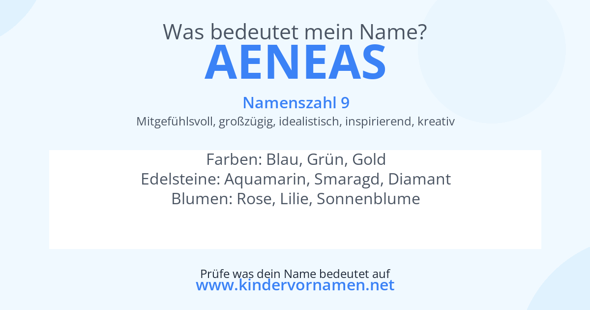Was bedeutet der Name Aeneas?