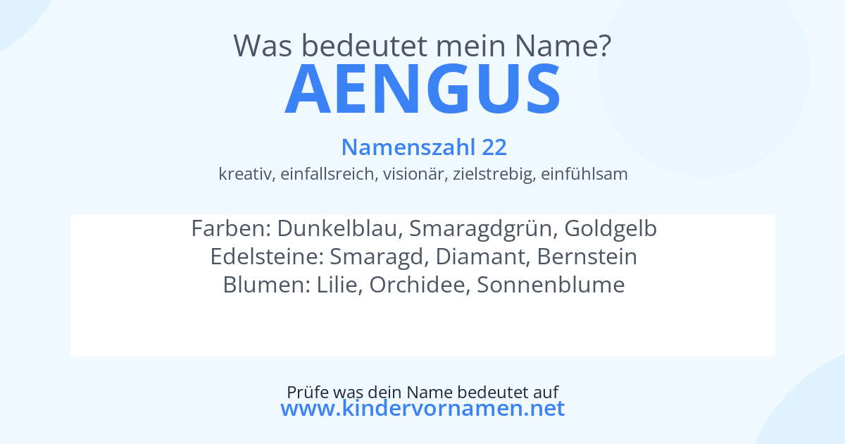 Was bedeutet der Name Aengus?