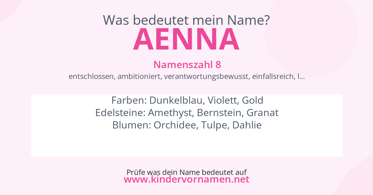 Was bedeutet der Name Aenna?