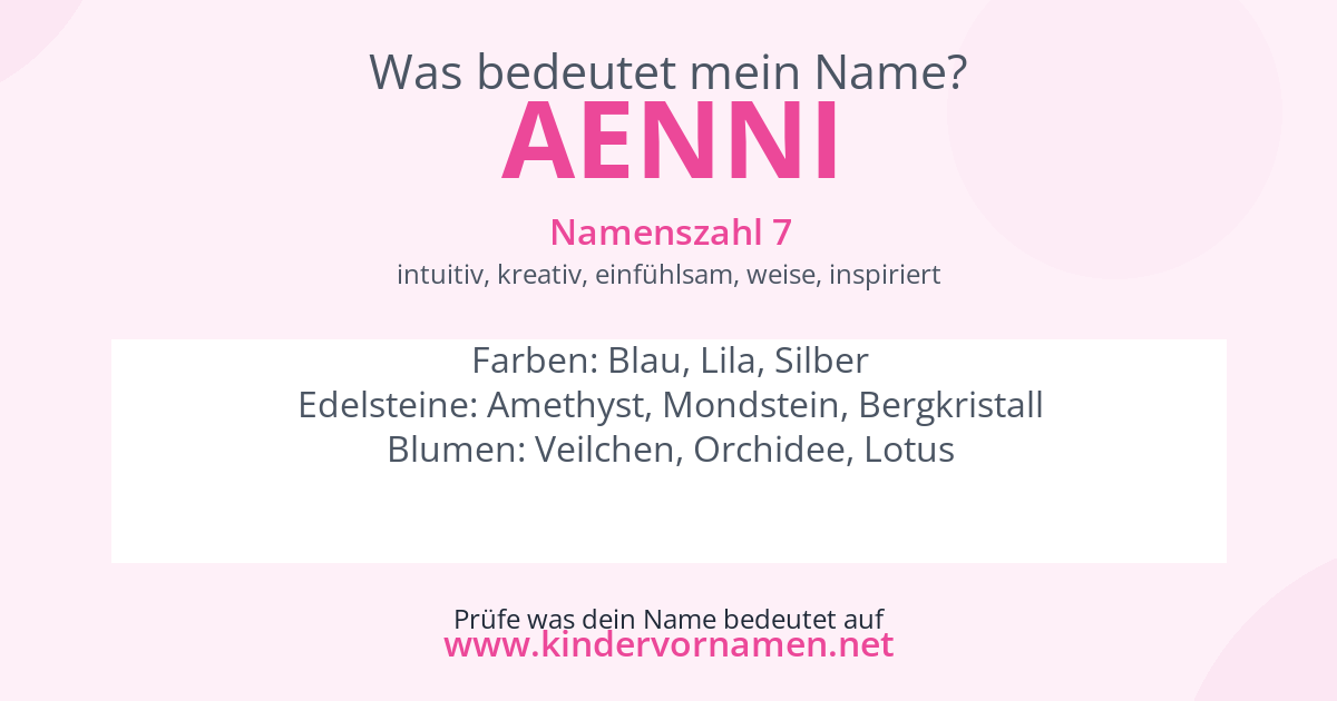 Was bedeutet der Name Aenni?
