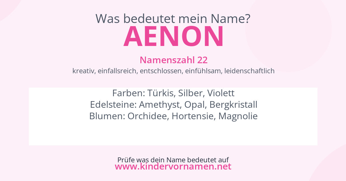 Was bedeutet der Name Aenon?