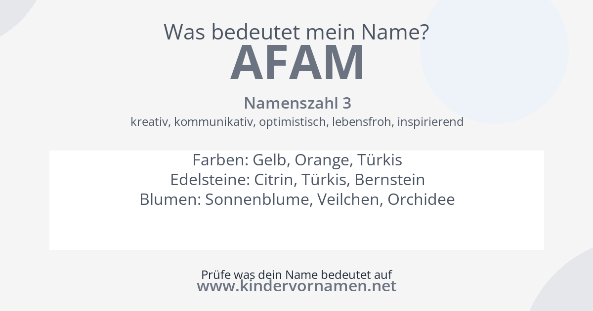 Was bedeutet der Name Afam?
