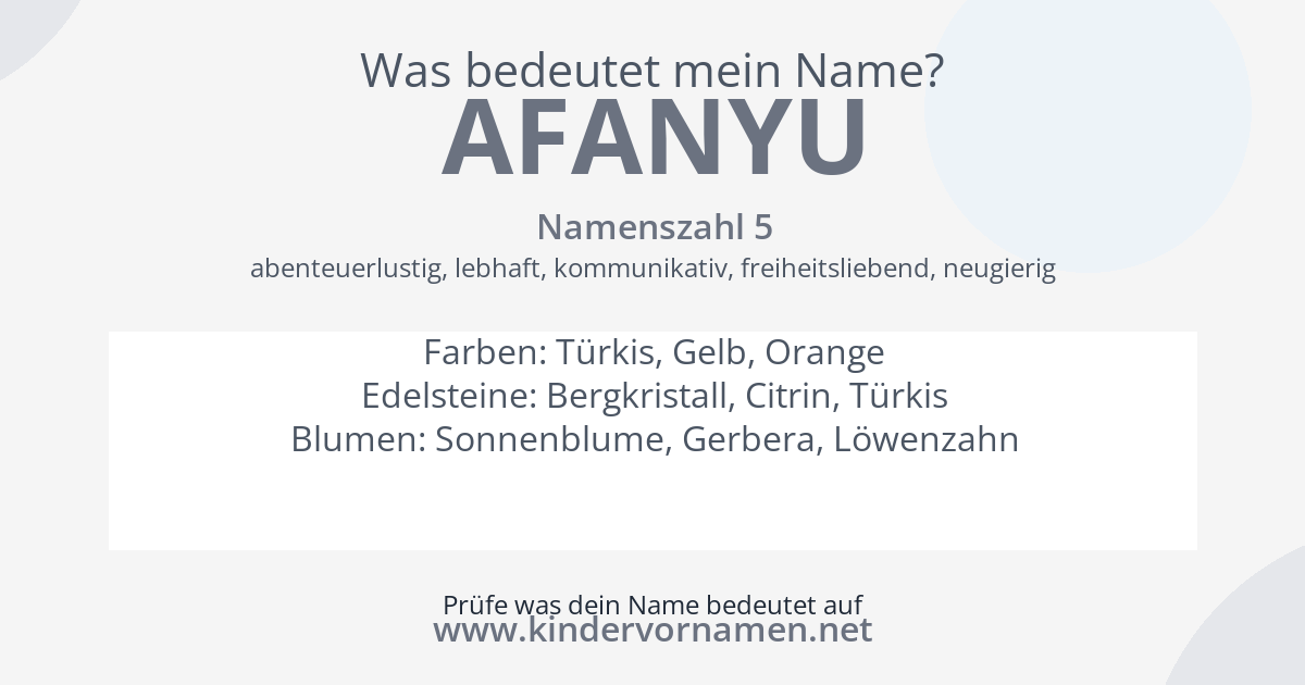 Was bedeutet der Name Afanyu?