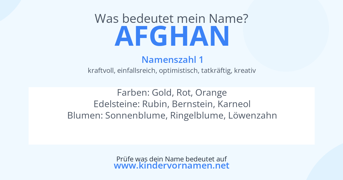 Was bedeutet der Name Afghan?