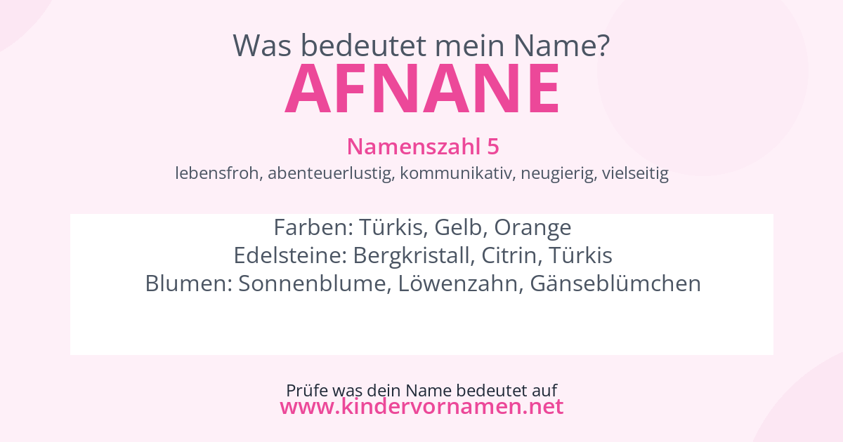 Was bedeutet der Name Afnane?