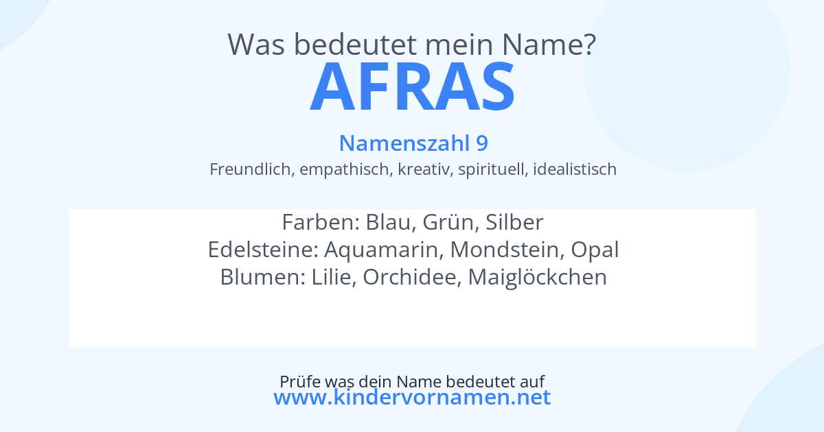 Was bedeutet der Name Afras?