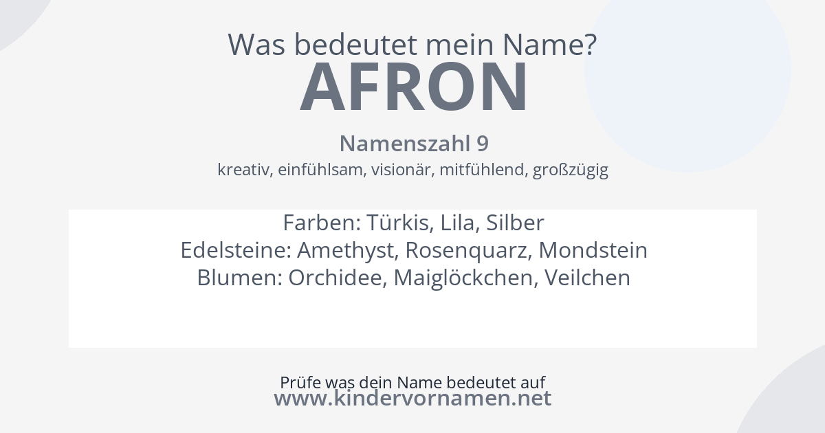 Was bedeutet der Name Afron?