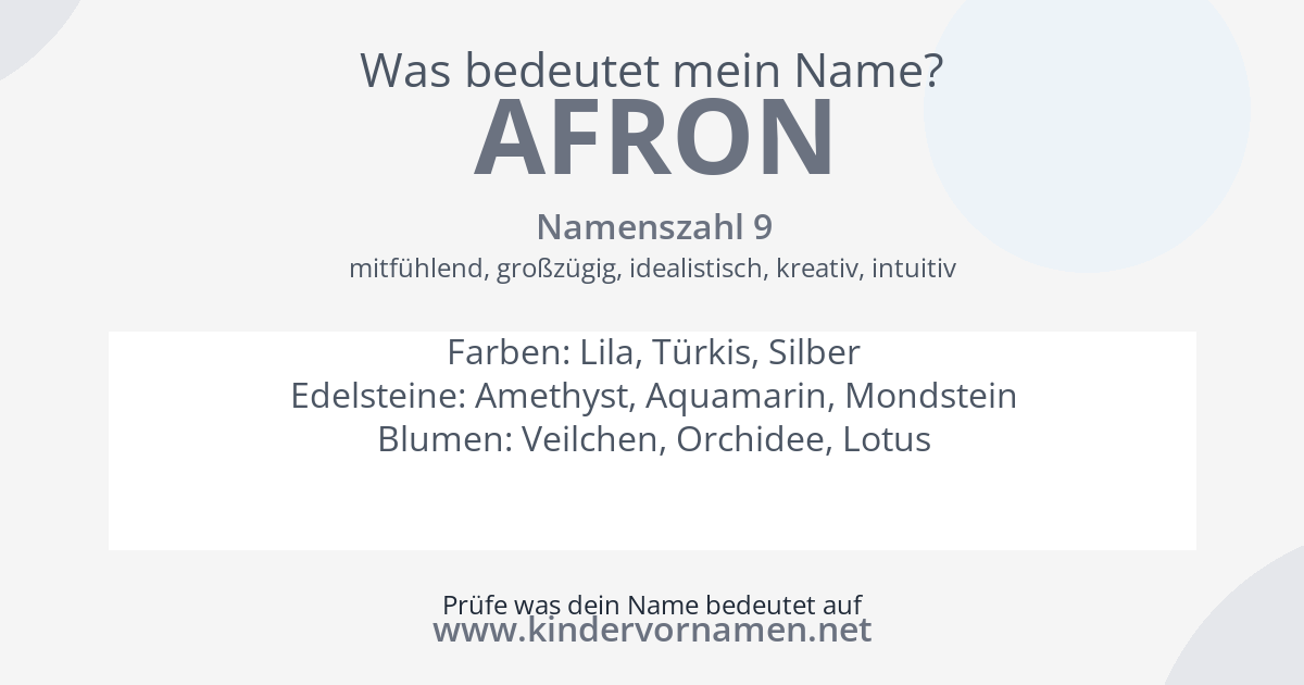 Was bedeutet der Name Afron?