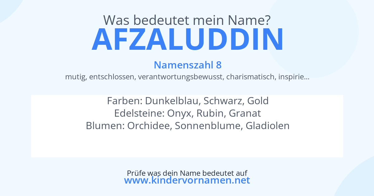 Was bedeutet der Name Afzaluddin?
