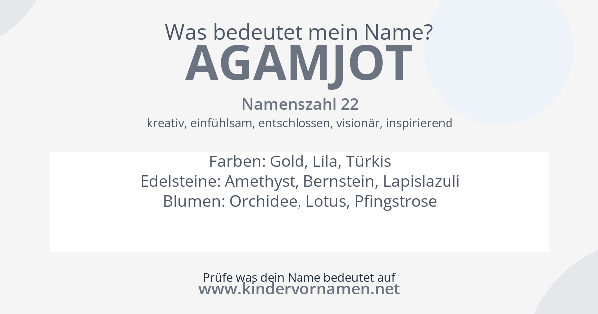 Was bedeutet der Name Agamjot?