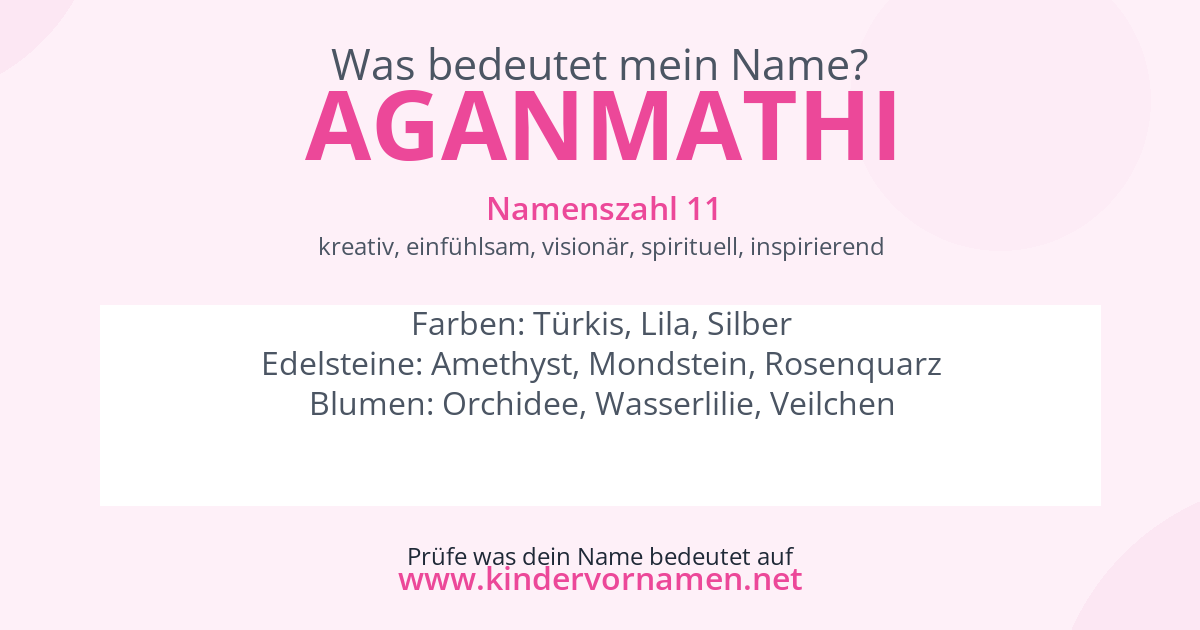 Was bedeutet der Name Aganmathi?