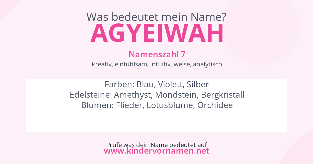 Was bedeutet der Name Agyeiwah?