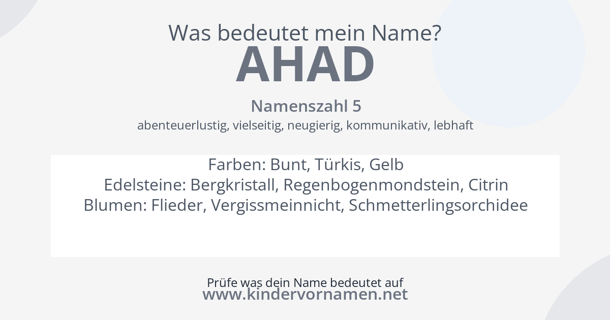 Was bedeutet der Name Ahad?