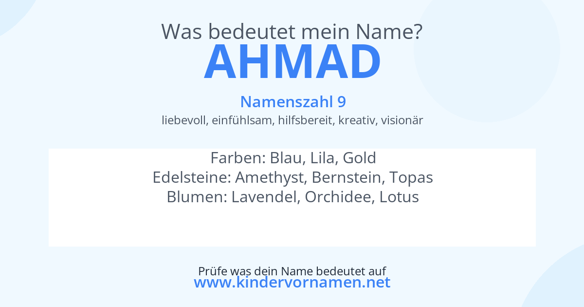 Was bedeutet der Name Ahmad?