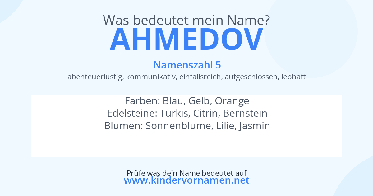 Was bedeutet der Name Ahmedov?
