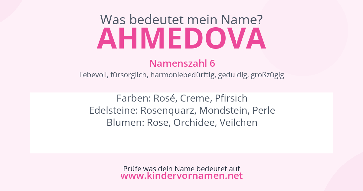 Was bedeutet der Name Ahmedova?