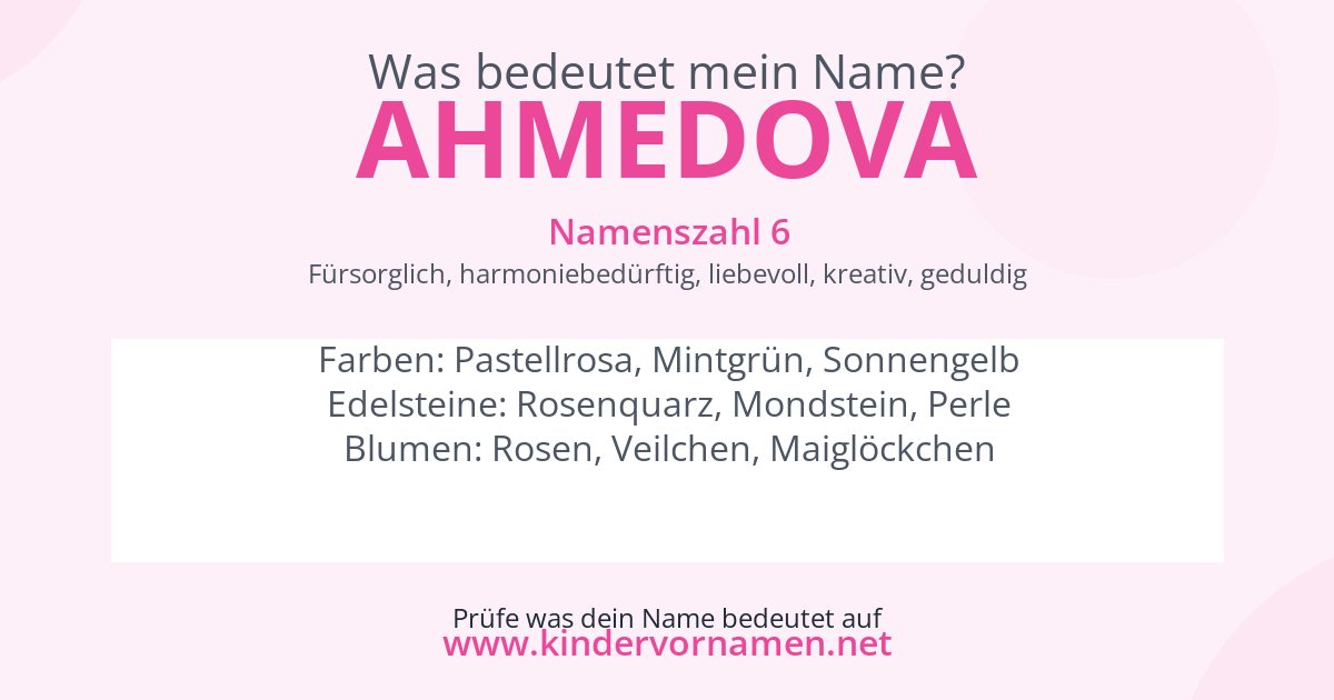Was bedeutet der Name Ahmedova?