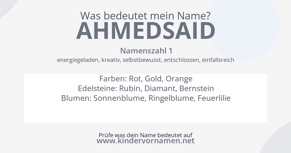 Was bedeutet der Name Ahmedsaid?