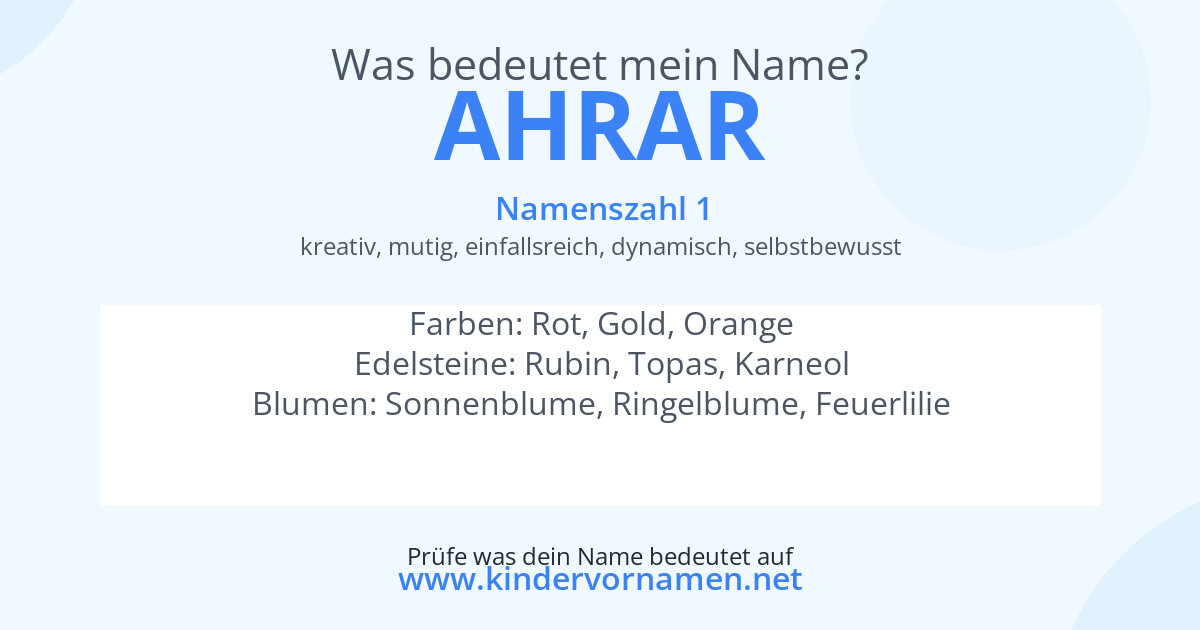 Was bedeutet der Name Ahrar?