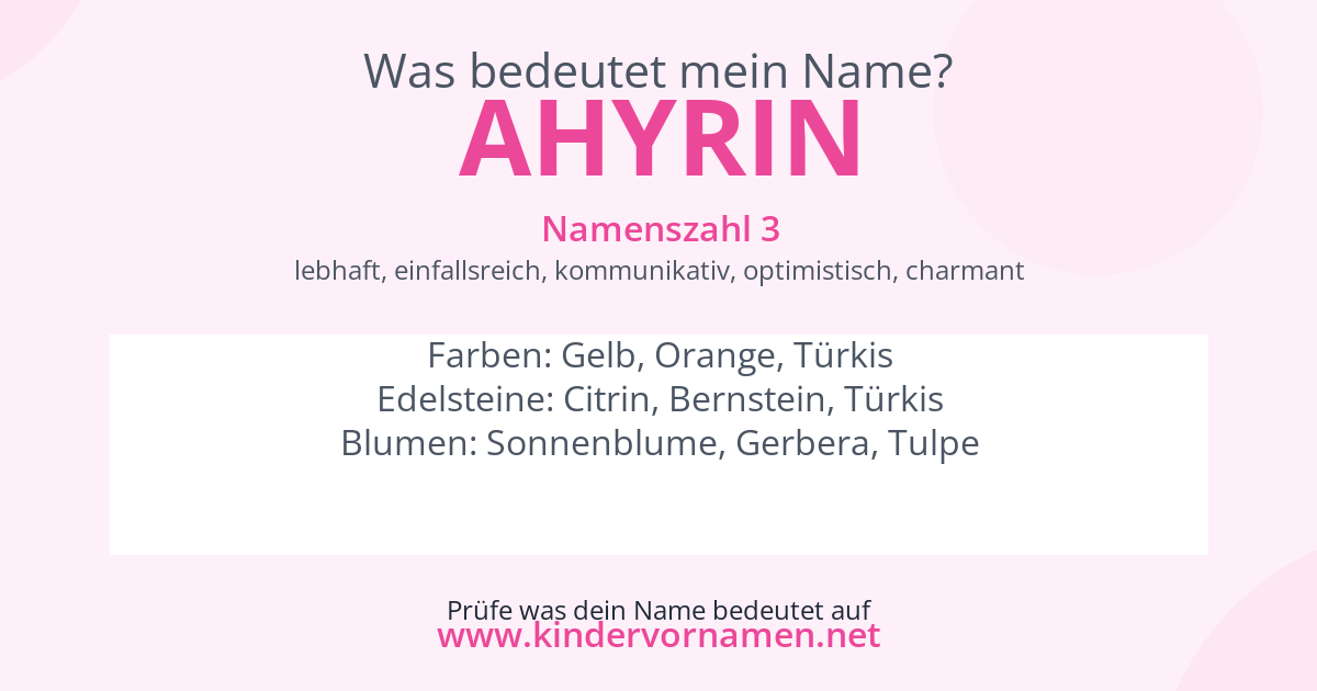 Was bedeutet der Name Ahyrin?