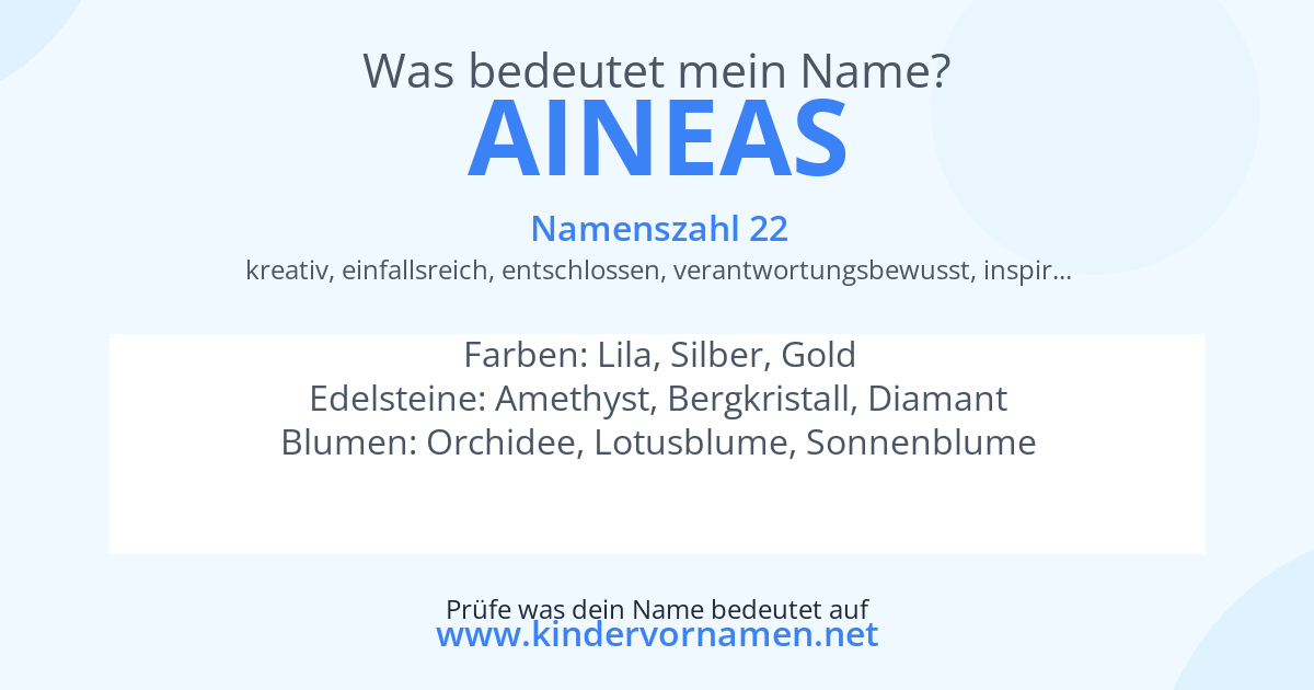 Was bedeutet der Name Aineas?