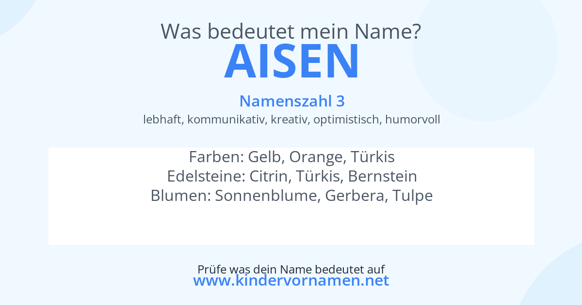 Was bedeutet der Name Aisen?