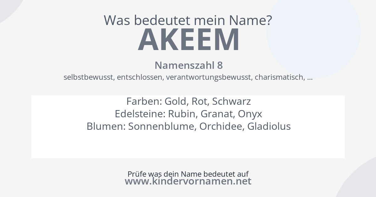Was bedeutet der Name Akeem?