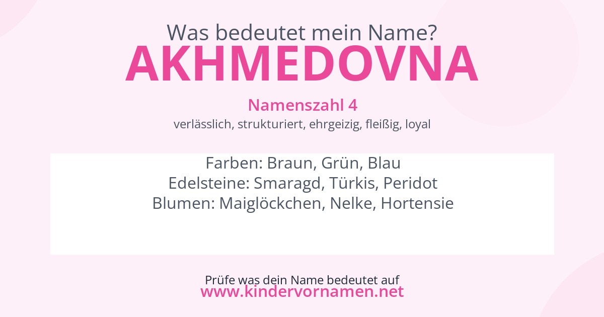 Was bedeutet der Name Akhmedovna?