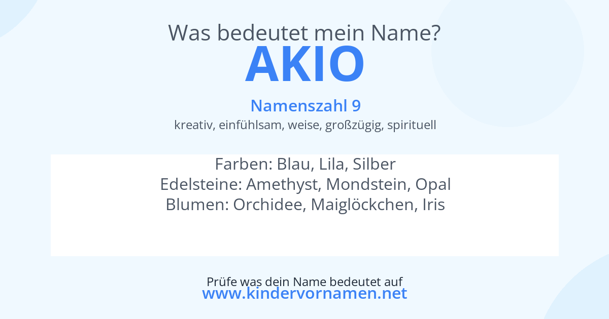 Was bedeutet der Name Akio?
