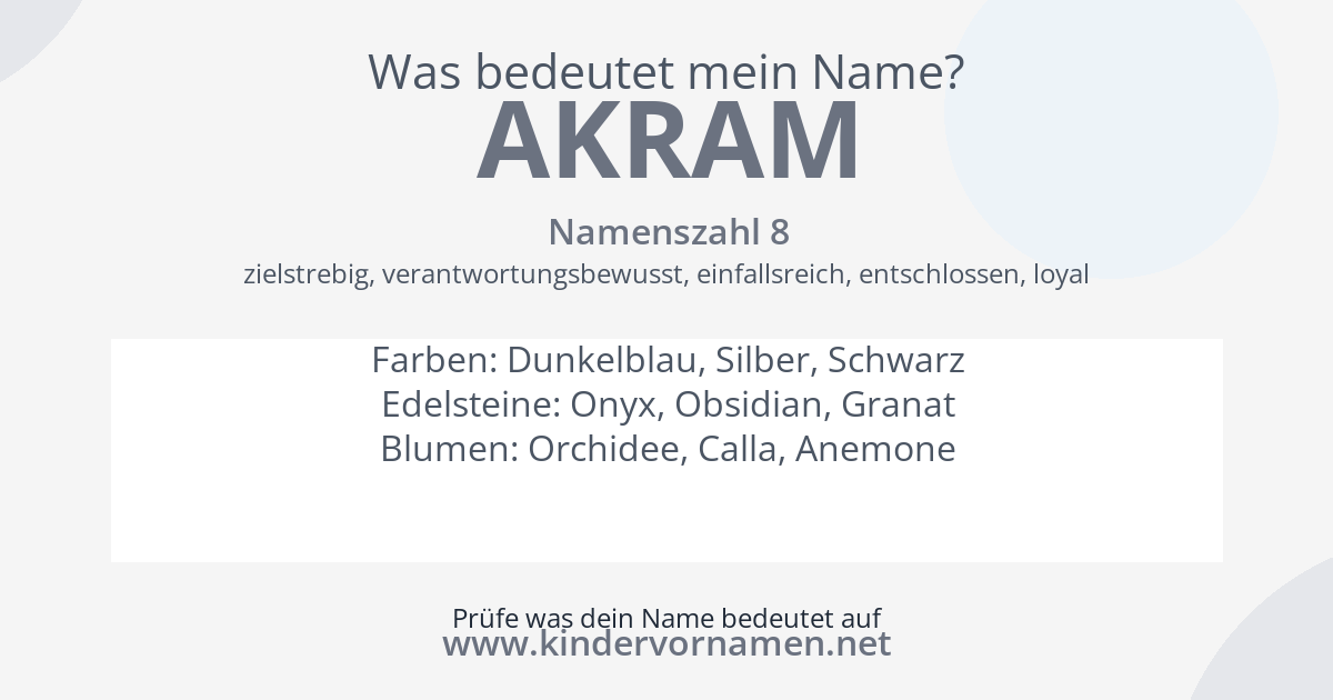 Was bedeutet der Name Akram?