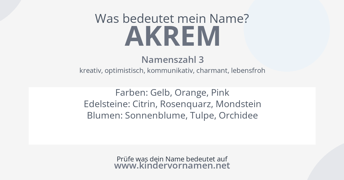Was bedeutet der Name Akrem?