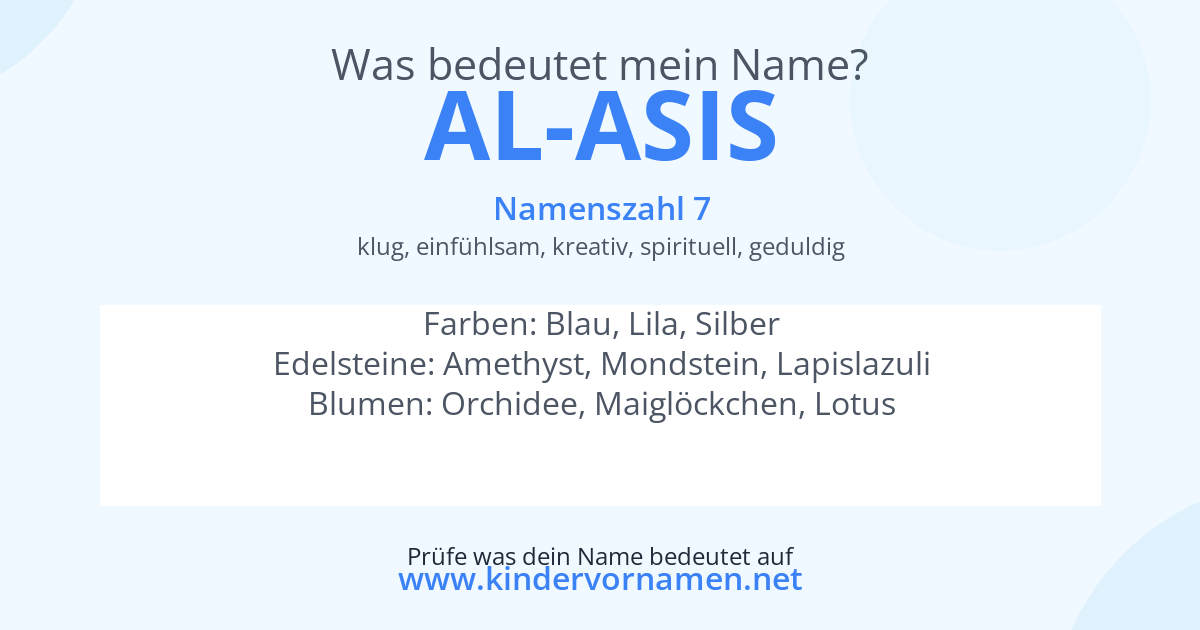 Was bedeutet der Name Al-Asis?