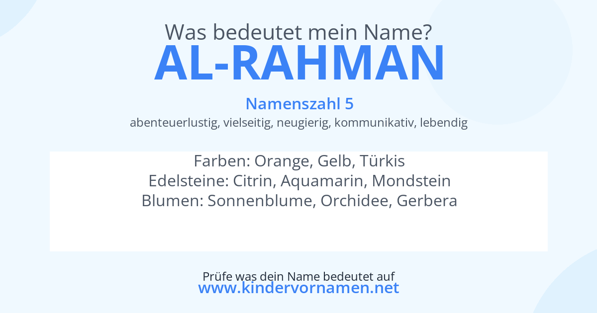 Was bedeutet der Name Al-Rahman?