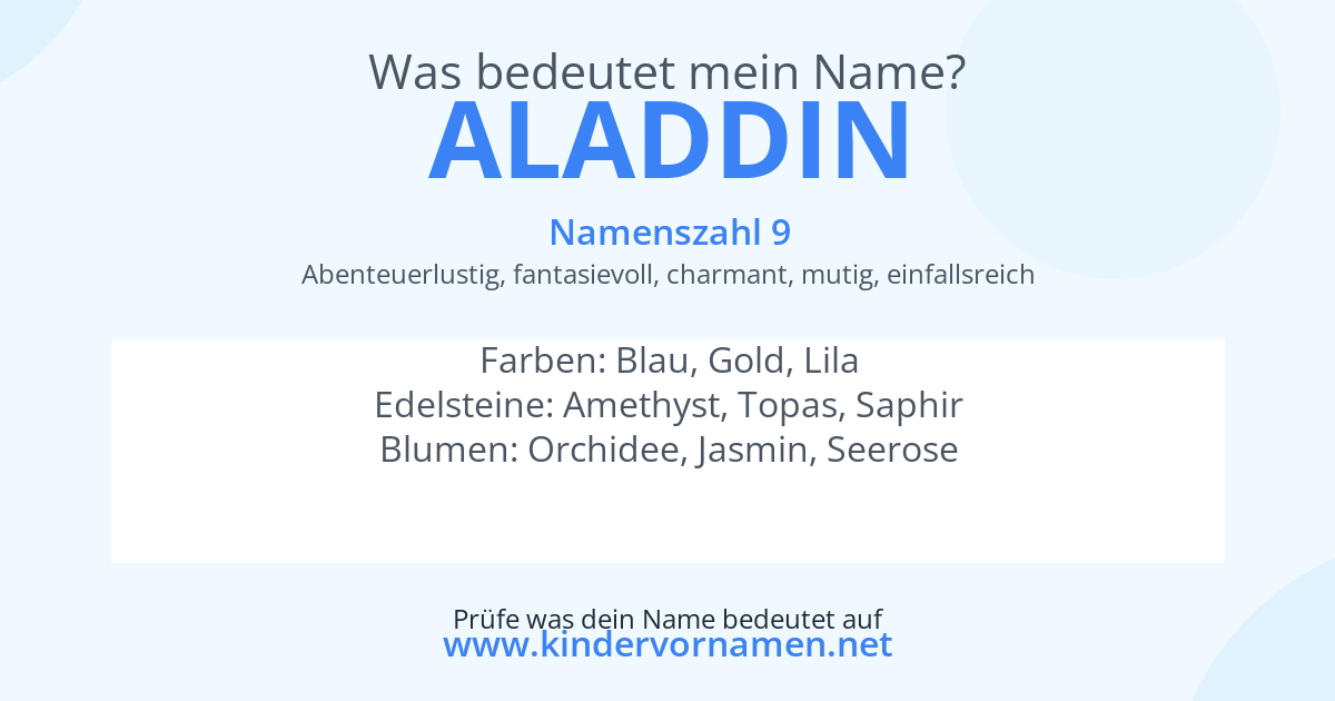 Was bedeutet der Name Aladdin?