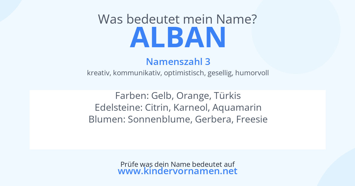 Was bedeutet der Name Alban?