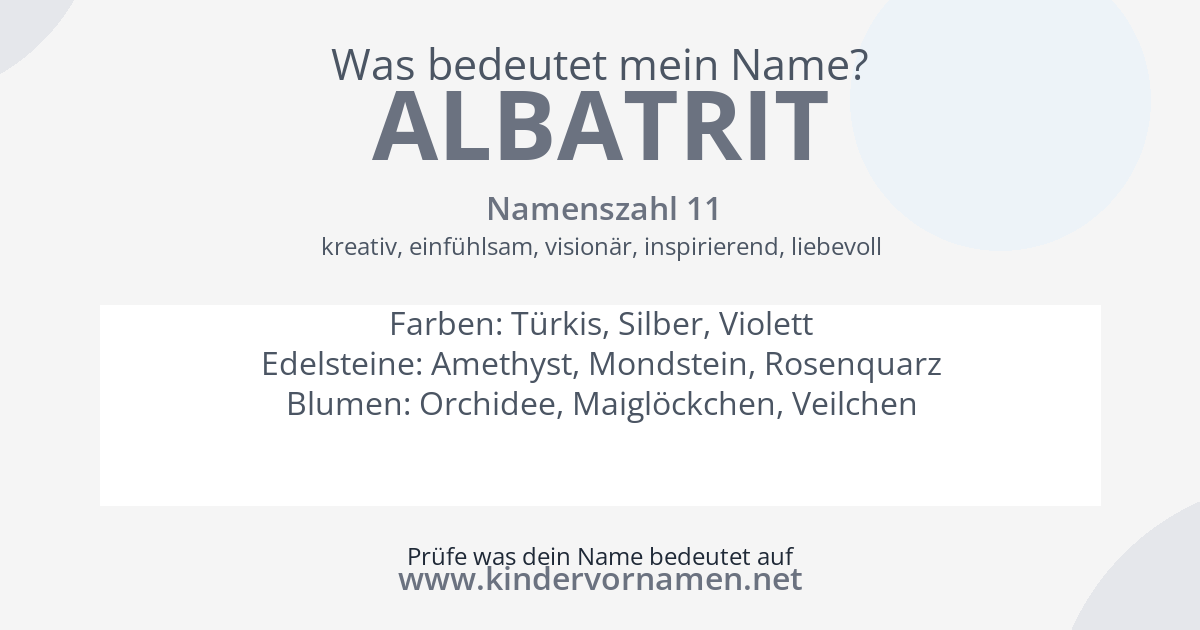 Was bedeutet der Name Albatrit?