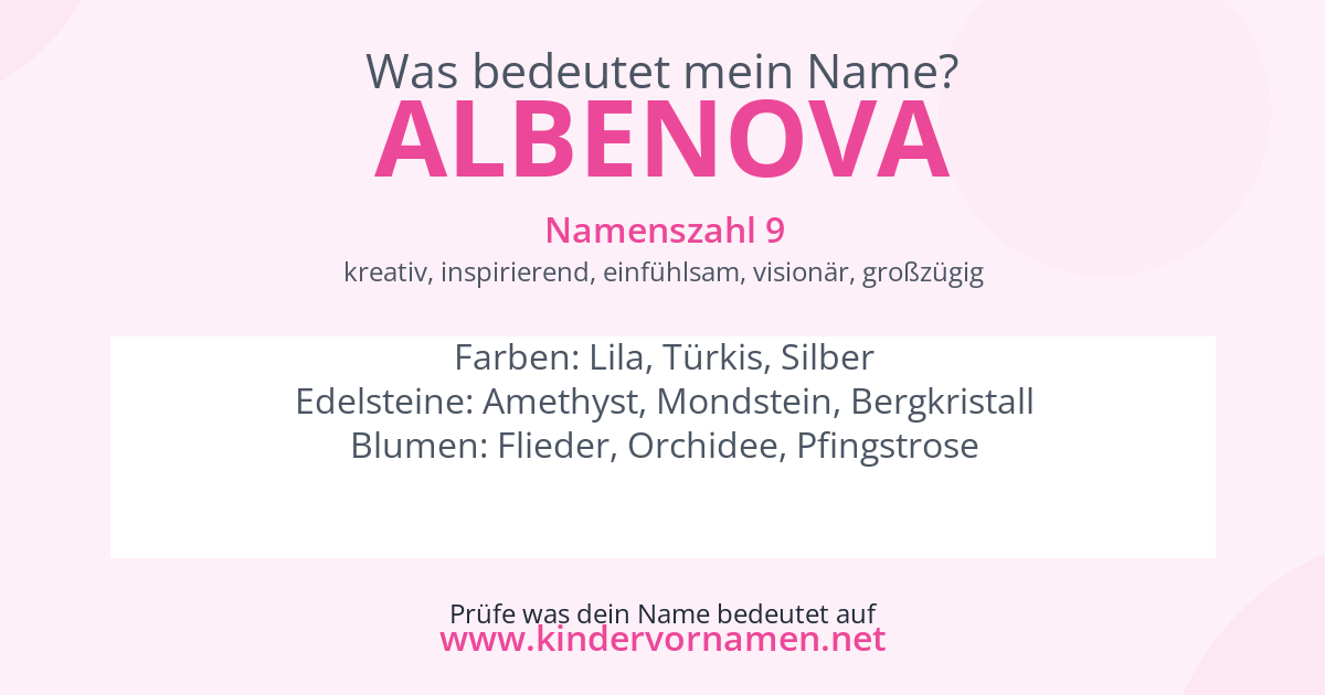 Was bedeutet der Name Albenova?