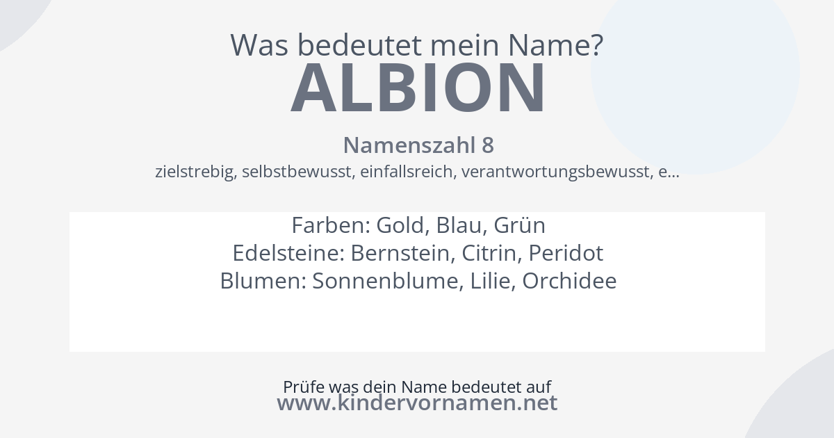 Was bedeutet der Name Albion?